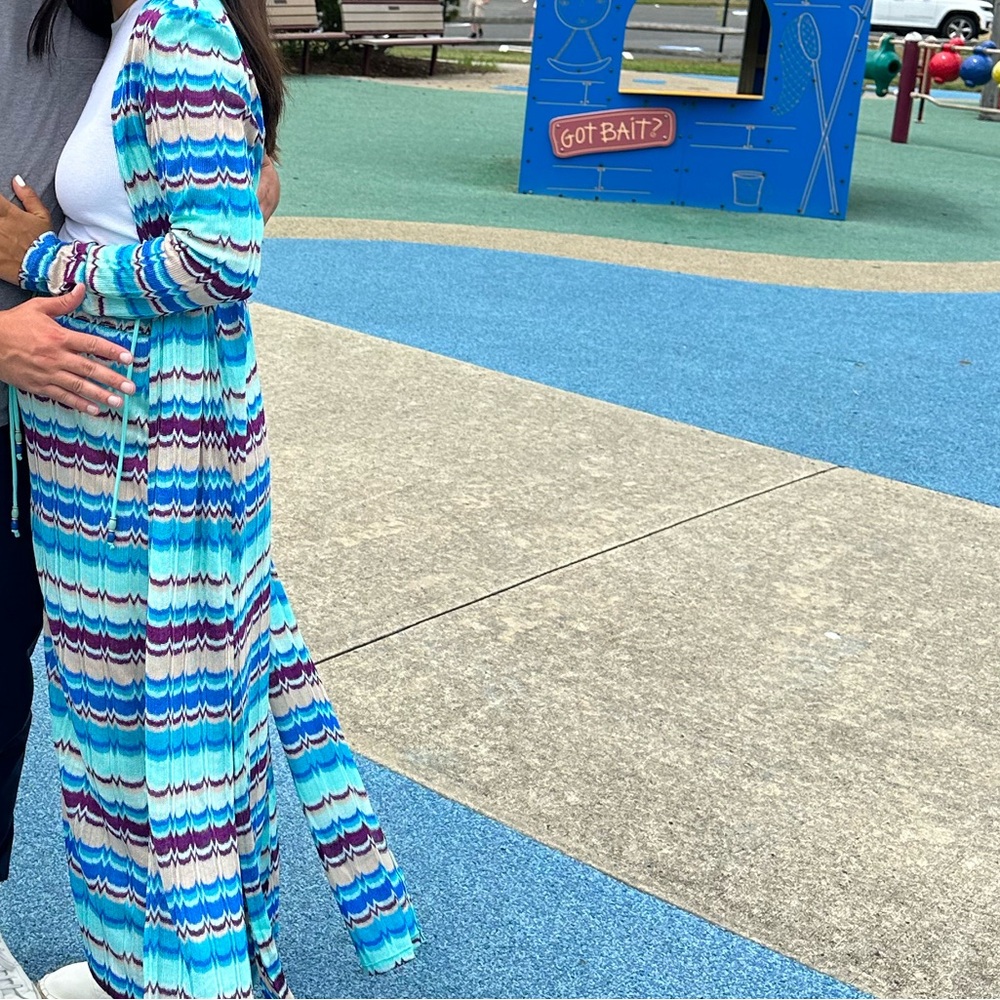 Blue and White Patterned Maxi Dress